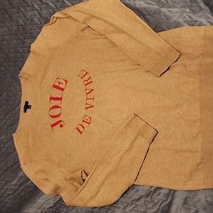 Lightweight tan Talbots sweater "Joie de Vivre"! L